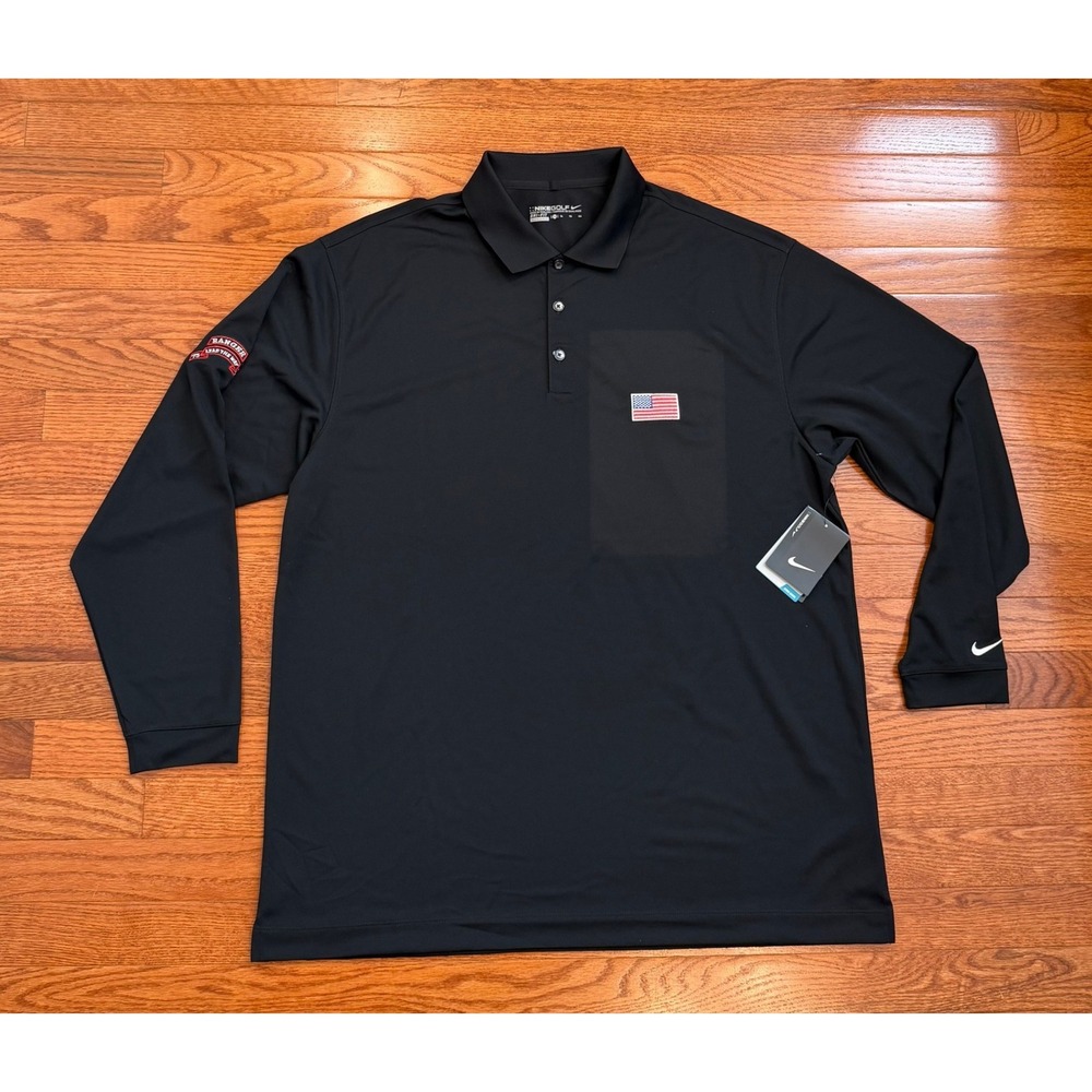 New Nike Golf Long Sleeve Polo Shirt Mens XL American Flag 75th‎ Ranger Regiment
